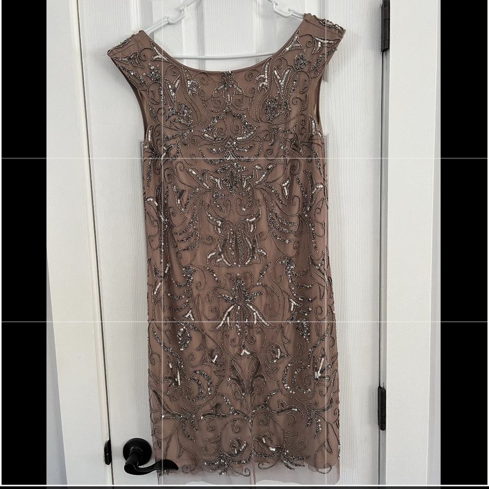Adrianna Papell Blush Sequin Short Gown, Size 14P